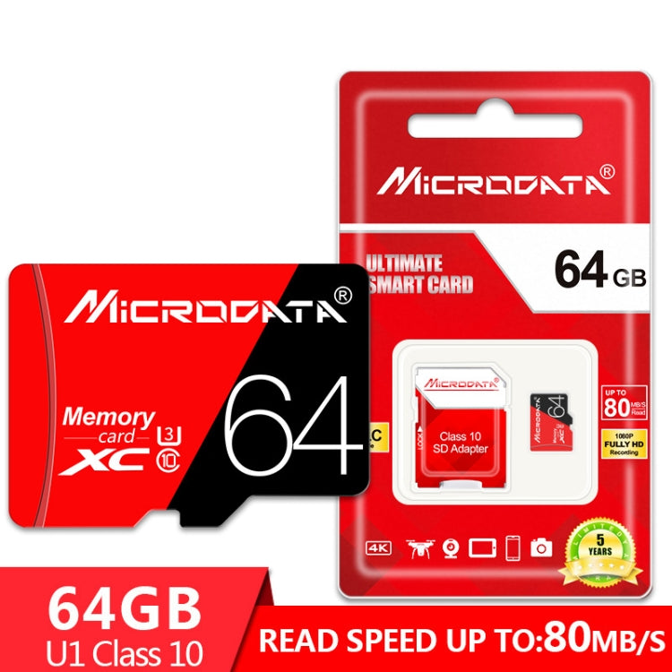 MICRODATA 64GB High Speed U3 Red and Black TF Memory Card