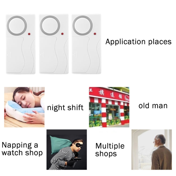 Home Security Wireless Remote Control Door Window Siren Magnetic Sensor Alarm Warning, 1 Remote Controller + 3 Magnetic Sensors