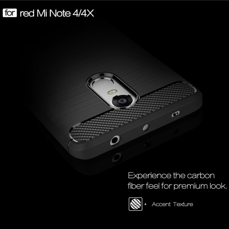 For Xiaomi Redmi Note 4X Brushed Carbon Fiber Texture Shockproof TPU Protective Case, Redmi Note 4X