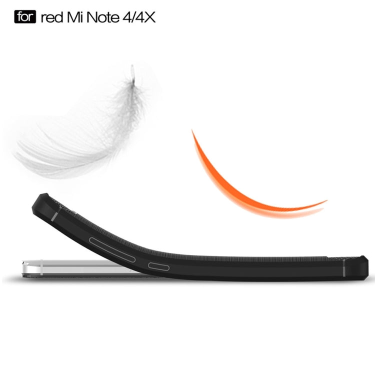 For Xiaomi Redmi Note 4X Brushed Carbon Fiber Texture Shockproof TPU Protective Case, Redmi Note 4X