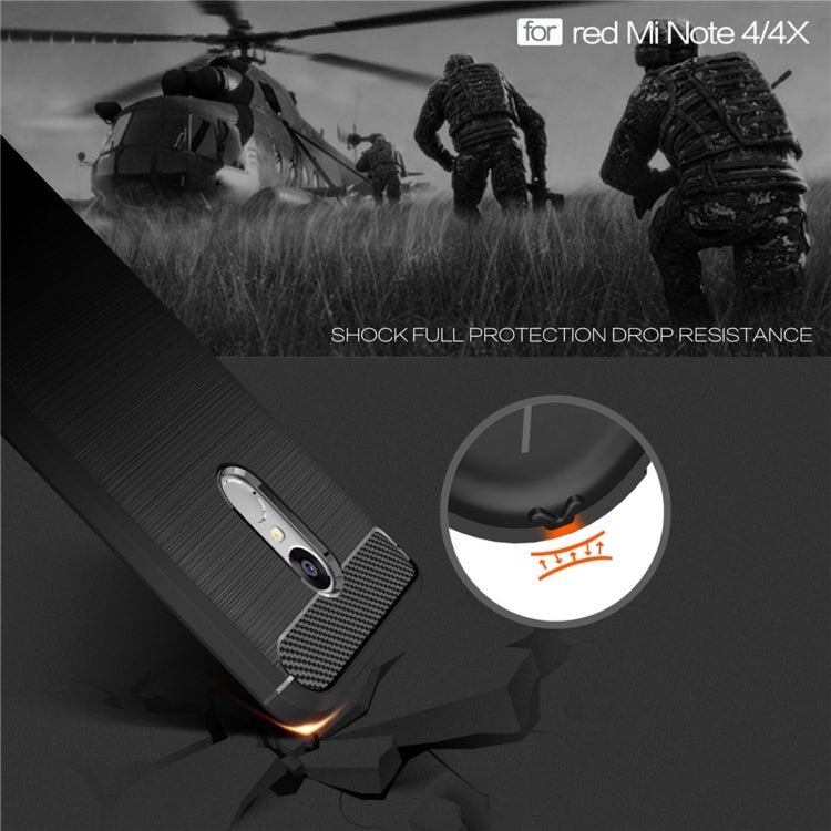 For Xiaomi Redmi Note 4X Brushed Carbon Fiber Texture Shockproof TPU Protective Case, Redmi Note 4X