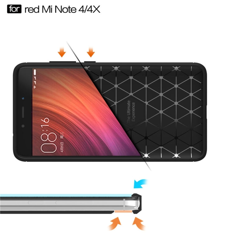 For Xiaomi Redmi Note 4X Brushed Carbon Fiber Texture Shockproof TPU Protective Case, Redmi Note 4X