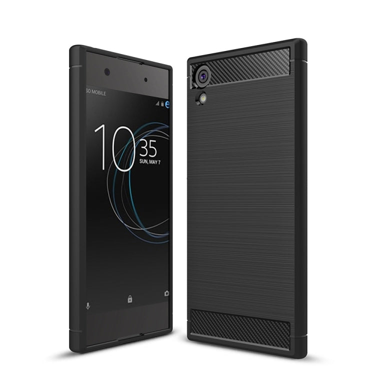 Brushed Texture Carbon Fiber Shockproof TPU Rugged Armor Protective Case, For Sony Xperia XA1 Ultra