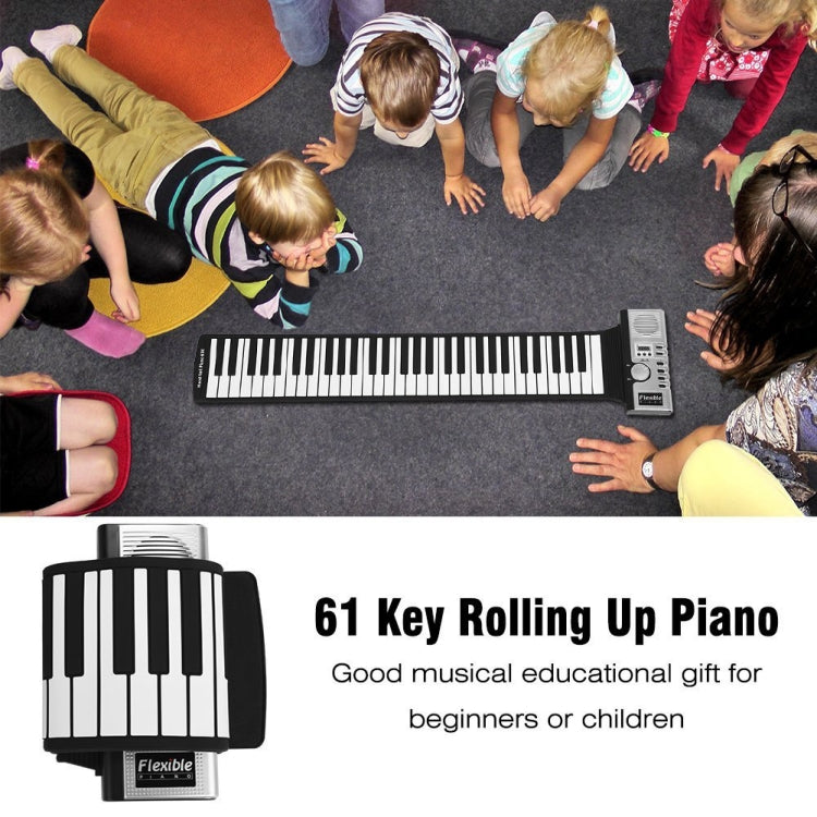 Portable Flexible Roll Up Electronic Soft Keyboard Piano with Speakers, 61 Keys