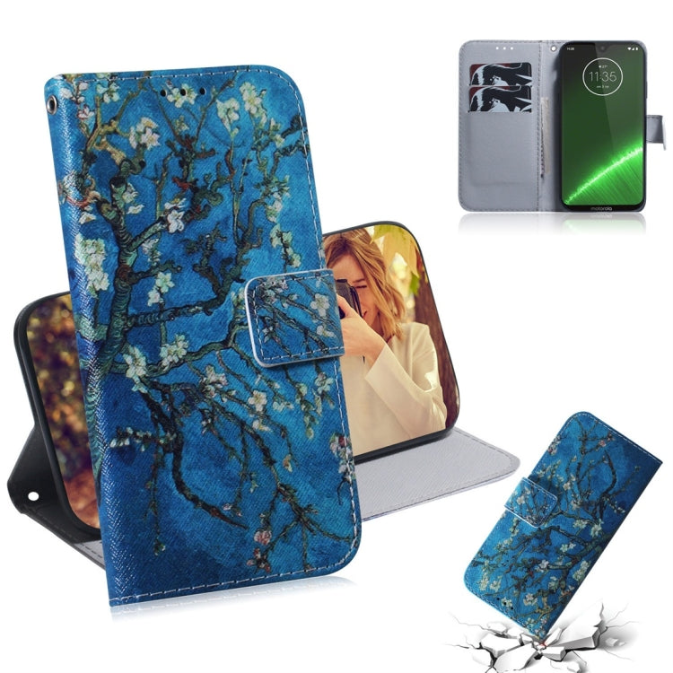 Apricot Flower Pattern Coloured Drawing Horizontal Flip Leather Case for Motorola Moto G7 / Moto G7 Plus, with Holder & Card Slots & Wallet