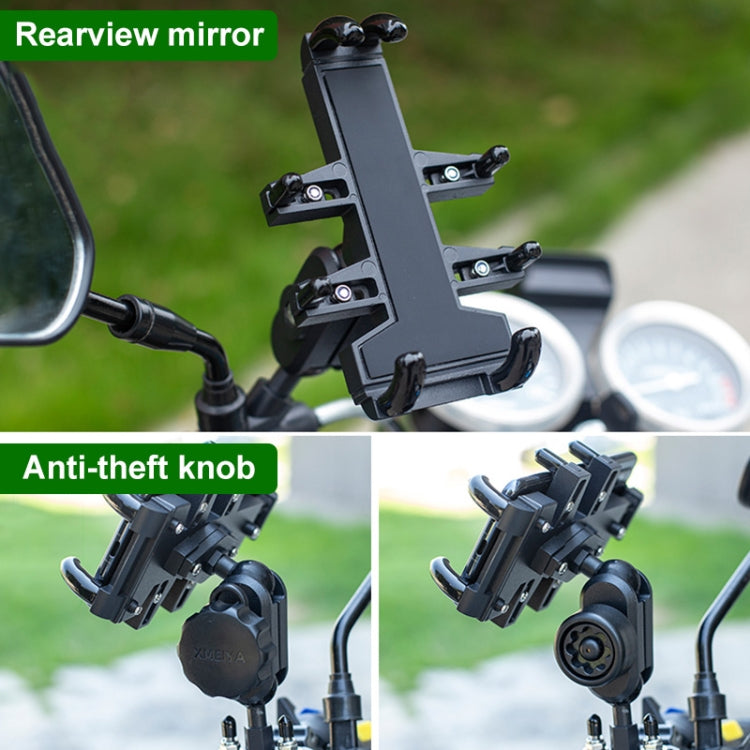 Ball-Head Motorcycle Multi-function Eight-jaw Aluminum Phone Navigation Holder Bracket, M10 Bolt