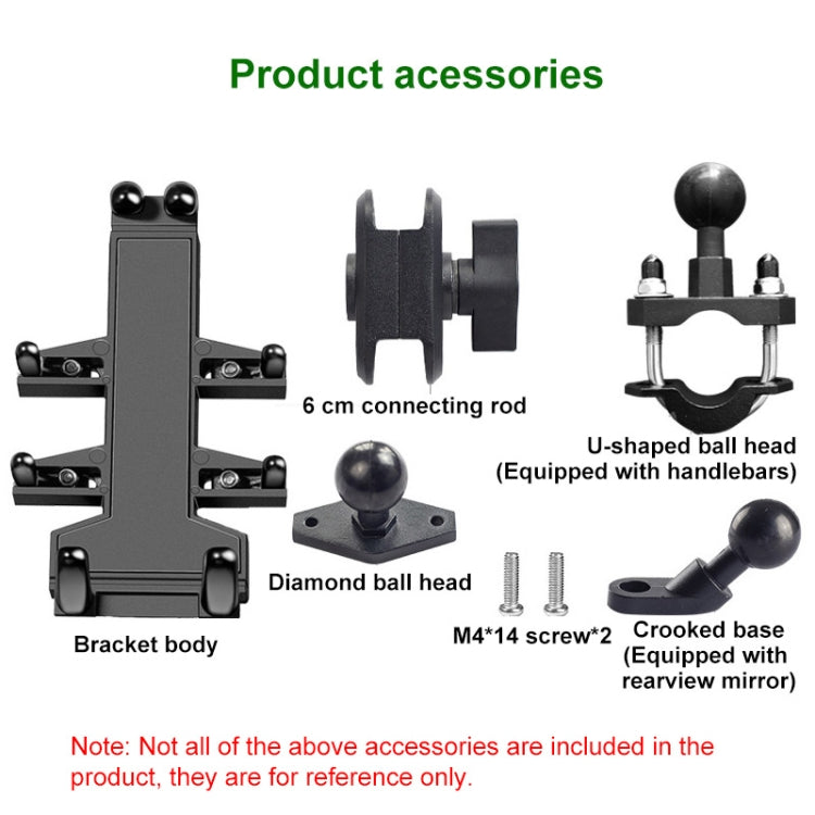 Ball-Head Motorcycle Multi-function Eight-jaw Aluminum Phone Navigation Holder Bracket, M10 Bolt