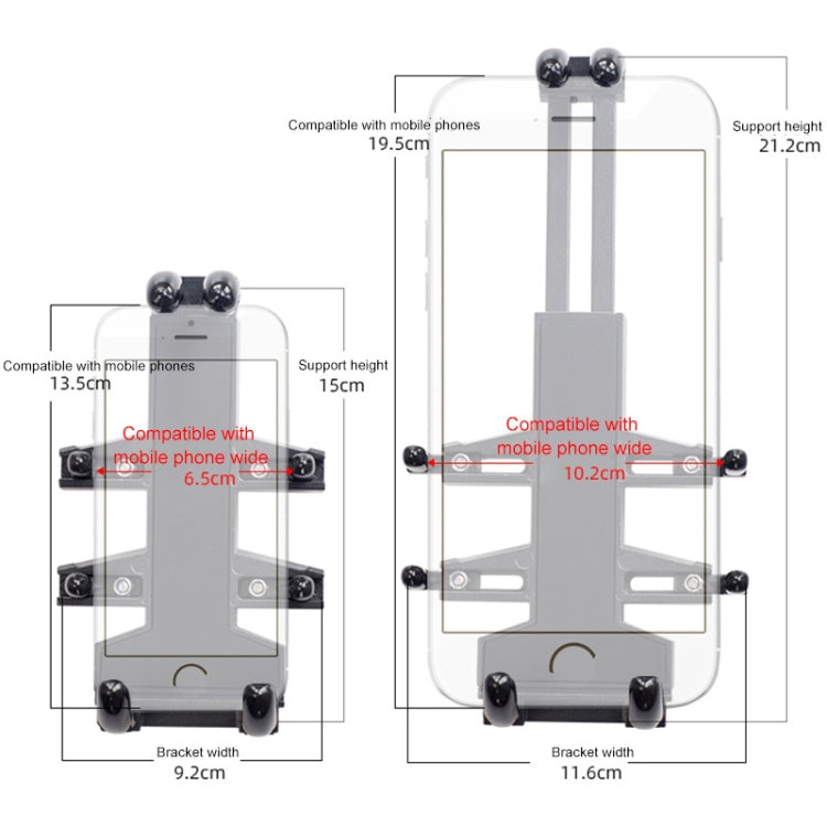 Ball-Head Motorcycle Multi-function Eight-jaw Aluminum Phone Navigation Holder Bracket, M10 Bolt