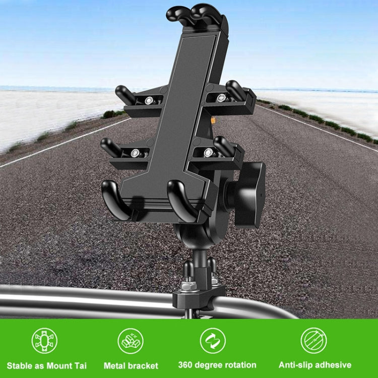 Ball-Head Motorcycle Multi-function Eight-jaw Aluminum Phone Navigation Holder Bracket, M10 Bolt
