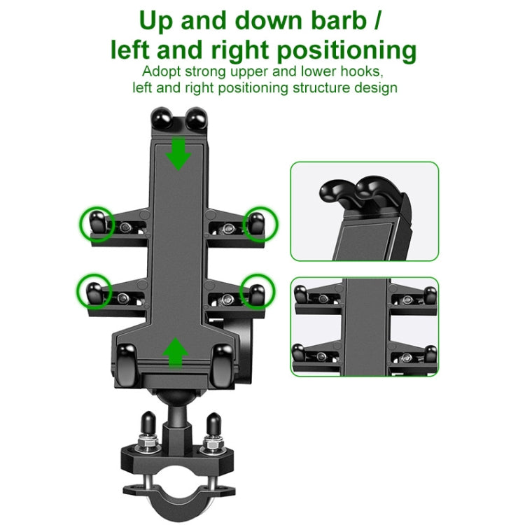 Ball-Head Motorcycle Multi-function Eight-jaw Aluminum Phone Navigation Holder Bracket, M10 Bolt
