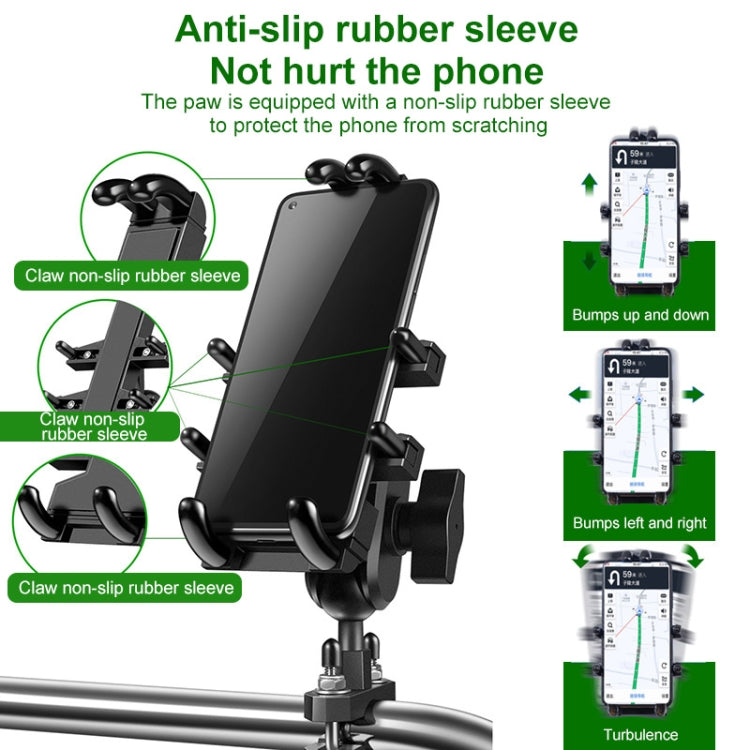 Ball-Head Motorcycle Multi-function Eight-jaw Aluminum Phone Navigation Holder Bracket, M10 Bolt