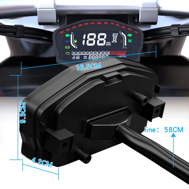 CS-1089A1 Motorcycle Modified Multi-function LCD Color Screen Odometer Tachometer — view 4