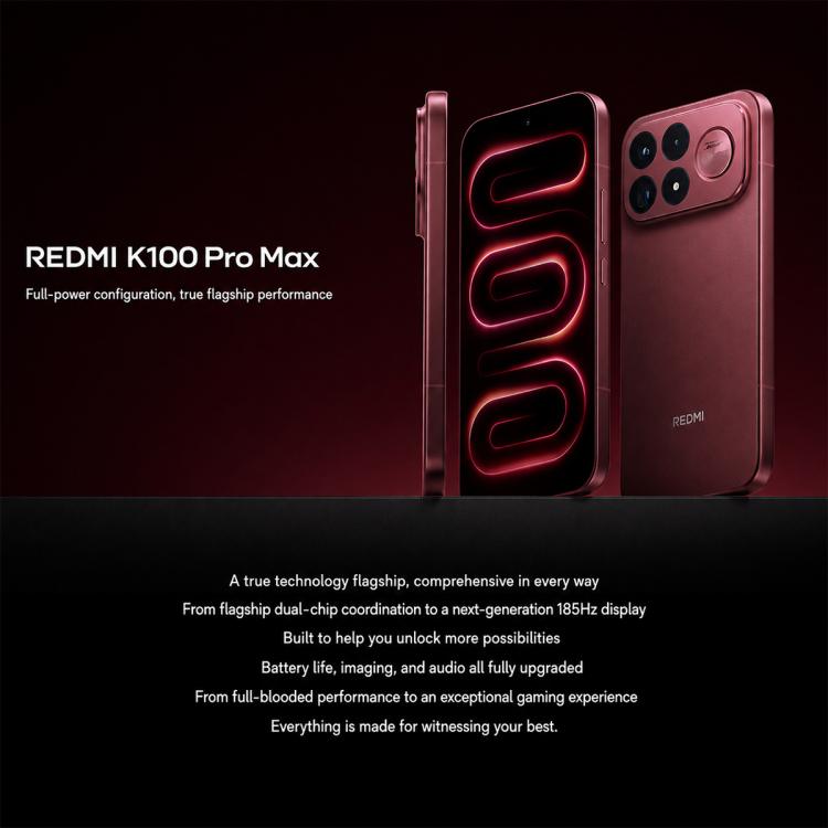 Xiaomi Redmi K100 Pro Max, 6.9 inch Xiaomi HyperOS 3 Snapdragon 8 Elite Gen 5 Octa Core, NFC, Network: 5G, 12GB+256GB