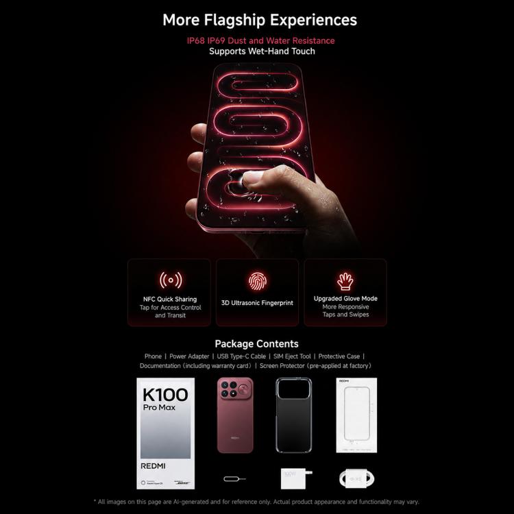 Xiaomi Redmi K100 Pro Max, 6.9 inch Xiaomi HyperOS 3 Snapdragon 8 Elite Gen 5 Octa Core, NFC, Network: 5G, 12GB+256GB