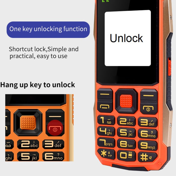 Waterproof Shockproof Dustproof, 4800mAh Battery, 2.4 inch, 21 Keys, Bluetooth, LED Flashlight, FM, SOS, Dual SIM, Network: 2G