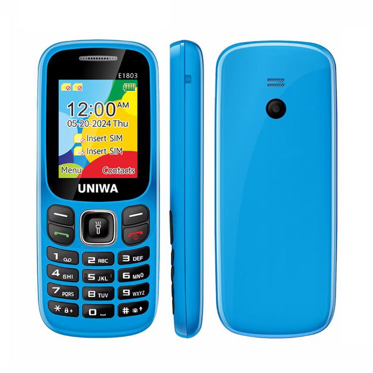 UNIWA E1803 Elder Keypad Phone, 1.77 inch SC6531E, LED Flashlight, 21 Keys, Network: 2G, EU Plug — Black
