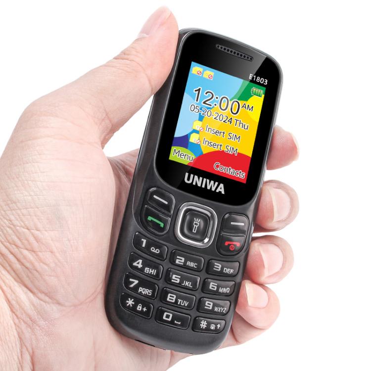 UNIWA E1803 Elder Keypad Phone, 1.77 inch SC6531E, LED Flashlight, 21 Keys, Network: 2G, EU Plug