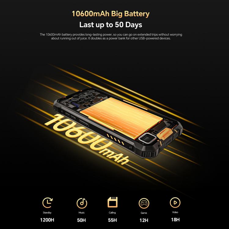 Oukitel WP23 Plus Rugged Phone, 8GB+256GB, 6.52 inch Android 14.0Unisoc T606 Octa-core, NFC, OTG, Network: 4G, WP23 Plus