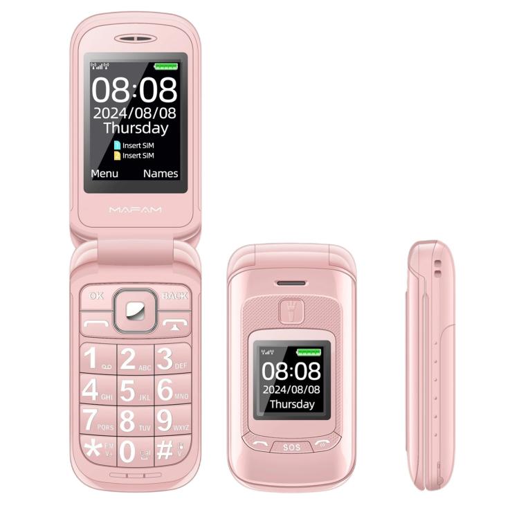 Mafam F899 Flip Phone, 2.4 inch, 32MB+32MB, Support FM, SOS, GSM, Family Number, Big Keys, Dual SIM, US Plug