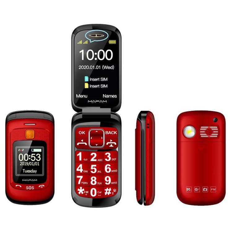 Mafam F899 Flip Phone, 2.4 inch, 32MB+32MB, Support FM, SOS, GSM, Family Number, Big Keys, Dual SIM, US Plug