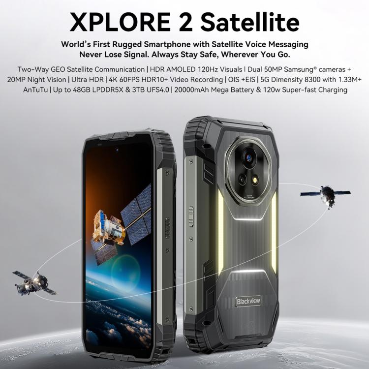 Blackview XPLORE 2 Satellite, 16GB+1TB, 6.73 inch Android 15 Dimensity 8300 MT6897 Octa Core, Network: 5G, OTG, NFC