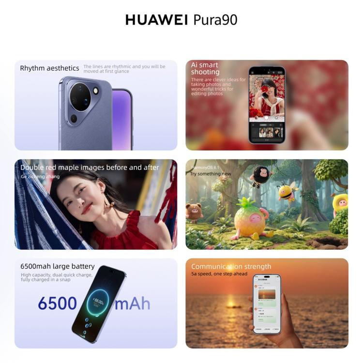 HUAWEI Pura 90, Side Fingerprint Identification, 6.8 inch HarmonyOS 6.1 Kirin 9010S, NFC, OTG, Not Support Google Play, 12GB+256GB