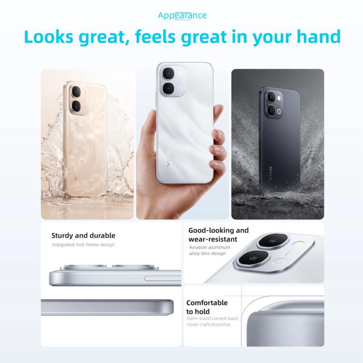 vivo Y6, Side Fingerprint, 6.75 inch Android 16 OriginOS 6 Snapdragon 4 Gen 2 Octa Core, OTG, NFC, Network: 5G, 8GB+128GB