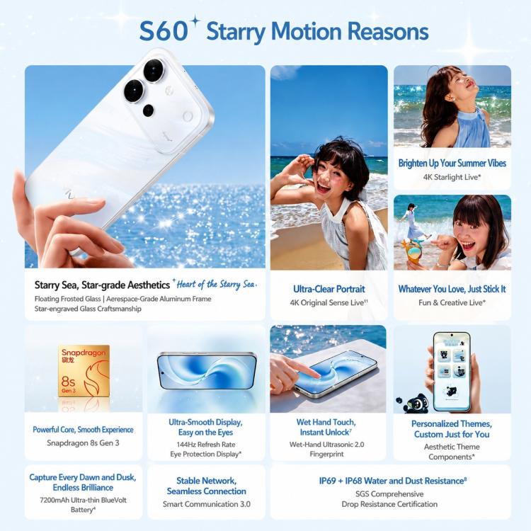 vivo S60, 6.59 inch Android 16 OriginOS 6 Snapdragon 8s Gen 3 Octa Core, OTG, NFC, Network: 5G, Support Google Play, 12GB+256GB
