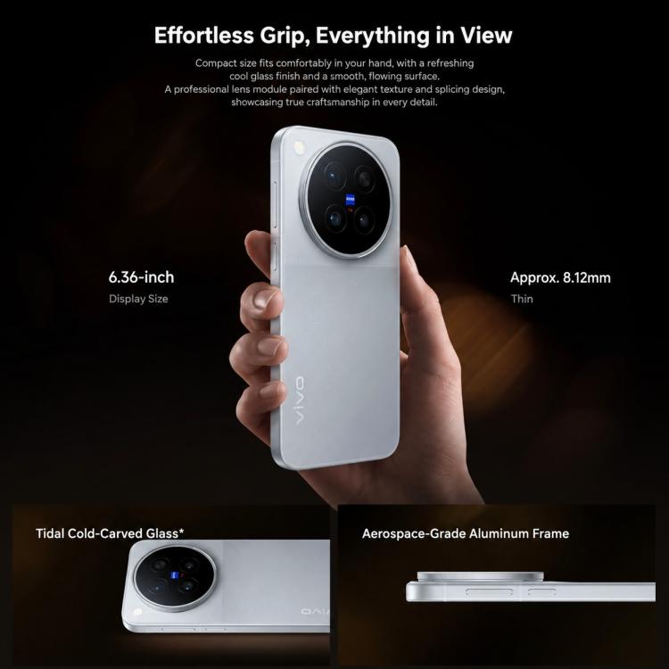 vivo X500 Pro, 3D Ultrasonic Fingerprint, 6.36 inch OriginOS 7 Android 17 Dimensity 9600 Pro Octa Core, OTG, NFC, Network: 5G, 12GB+1TB
