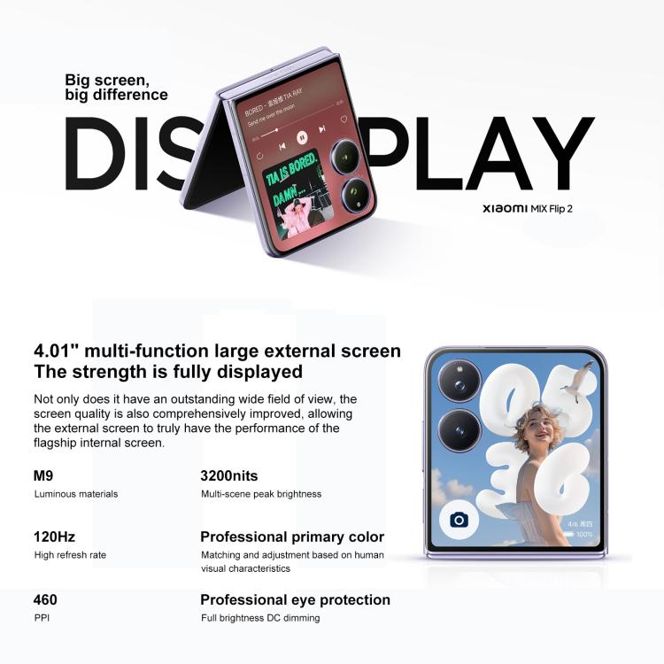 Xiaomi MIX Flip 2, 6.86 inch + 4.01 inch Xiaomi HyperOS 2 Snapdragon 8 Elite Octa Core, NFC, Network: 5G, 12GB+256GB