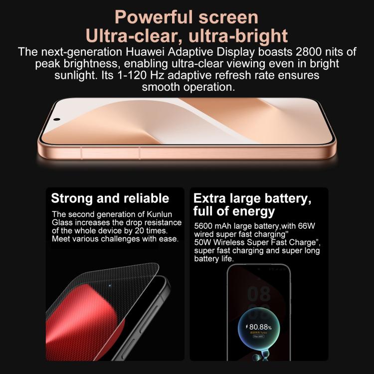 HUAWEI Pura 80, Side Fingerprint Identification, 6.6 inch HarmonyOS 5.1, NFC, OTG, Not Support Google Play, 12GB+512GB