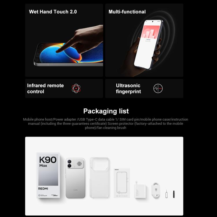 Xiaomi Redmi K90 Max, 6.83 inch Xiaomi HyperOS 3 Dimensity 9500 Octa Core, NFC, Network: 5G, 12GB+256GB