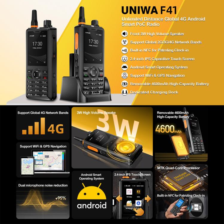 UNIWA F41 Rugged Phone, 1GB+8GB, 2.4 inch MediaTek MT6739, 4600mAh Battery, 21 Keys, Network: 4G