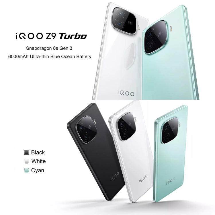 vivo iQOO Z9 Turbo, Dual Back Cameras, 12GB+512GB, Face ID Screen Fingerprint Identification, 6.78 inch Android 14.0 OriginOS 4 Snapdragon 8s Gen 3 Octa Core 3.0GHz, OTG, NFC, Network: 5G, Support Google Play, vivo iQOO Z9 Turbo, 12GB+512GB