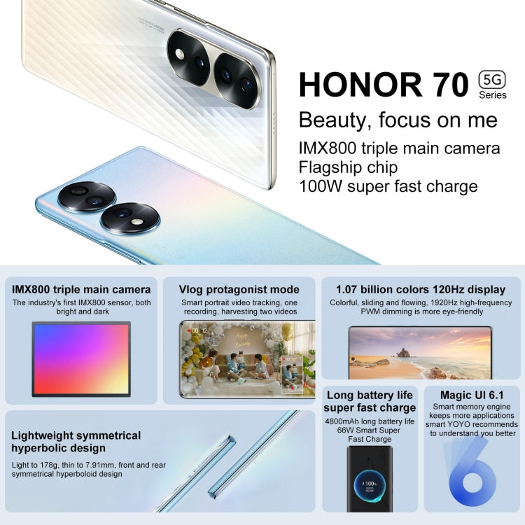 Triple Back Cameras, Screen Fingerprint Identification, 6.67 inch Magic UI 6.1 Qualcomm Snapdragon 778G Plus Octa Core up to 2.5GHz, Network: 5G, OTG, NFC, Not Support Google Play, 12GB+512GB