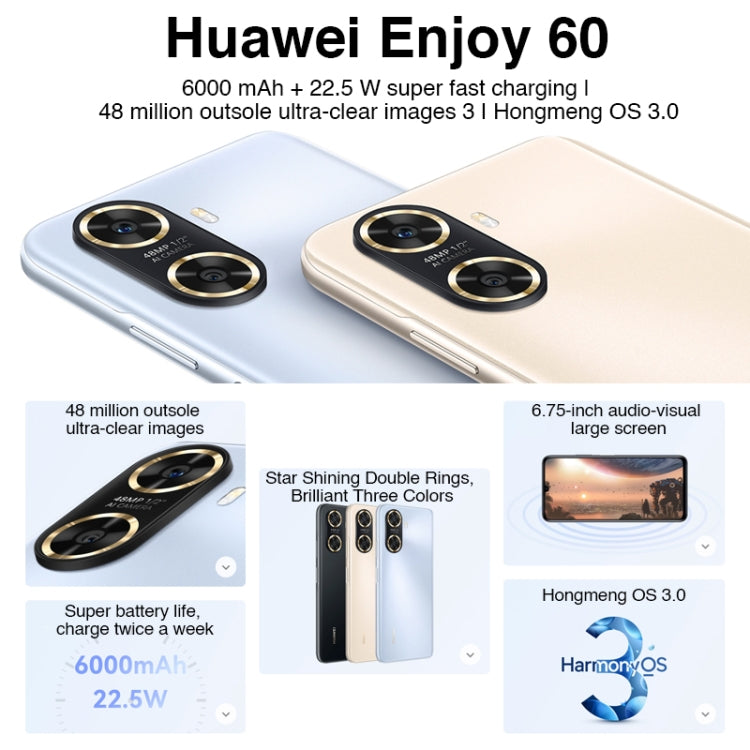 Dual Back Cameras, Face ID & Side Fingerprint Identification, 6000mAh Battery, 6.75 inch HarmonyOS 3.0 Octa Core, Network: 4G, OTG, Not Support Google Play