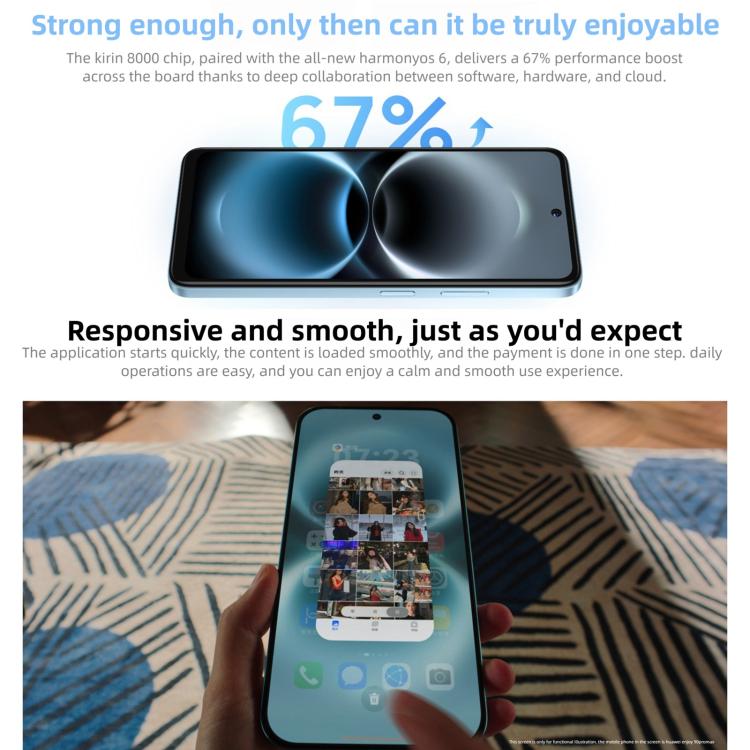 HUAWEI Enjoy 90 Plus, 8GB‌+256GB, Side Fingerprint, 6.67 inch HarmonyOS 6.0 Kirin 8000, OTG, Not Support Google Play