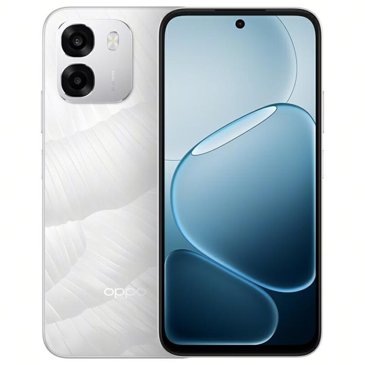 OPPO A6k 5G, Side Fingerprint, 6.75 inch ColorOS 15 MediaTek Dimensity 6300 Octa Core, OTG, Network: 5G, 8GB+512GB — White