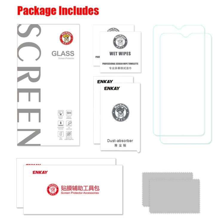 2 PCS ENKAY Hat-prince 0.26mm 9H 2.5D Curved Edge Tempered Glass Film for OnePlus 6T & 7
