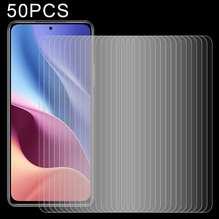 For Xiaomi Redmi K40 5G 50 PCS 0.26mm 9H Surface Hardness 2.5D Explosion-proof Tempered Glass Non-full Screen Film
