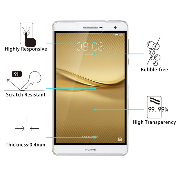 Universal 0.4mm 9H Surface Hardness Tempered Glass Screen Protector, 100 PCS 7 inch