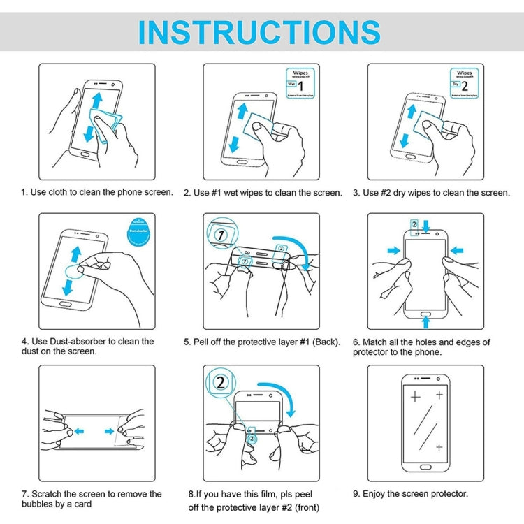 Universal 0.4mm 9H Surface Hardness Tempered Glass Screen Protector, 100 PCS 7 inch
