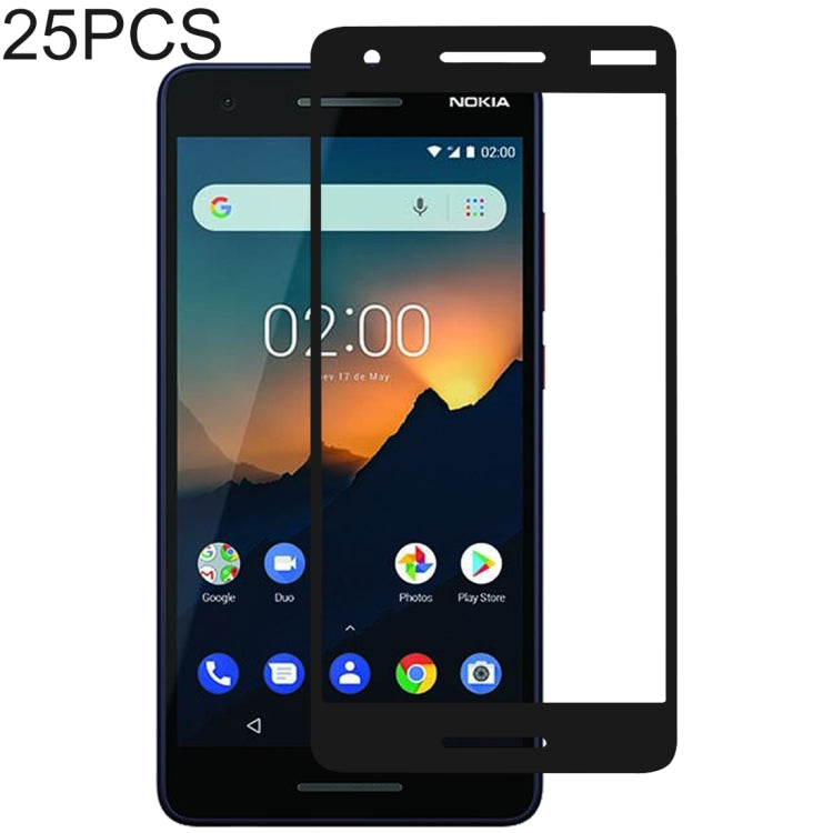 25 PCS Full Glue Full Cover Screen Protector Tempered Glass film for Nokia 2.1