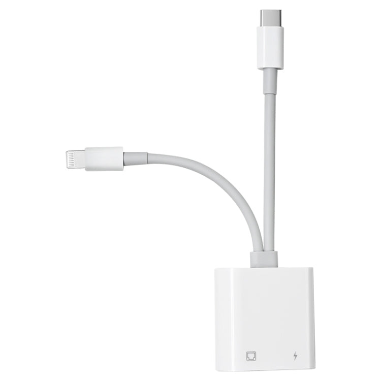 2 in 1 USB-C / Type-C + 8 Pin Male to RJ45 + 8 Pin Charging Female Interface Adapter, NK-1035 Pro — NK-1035 Pro