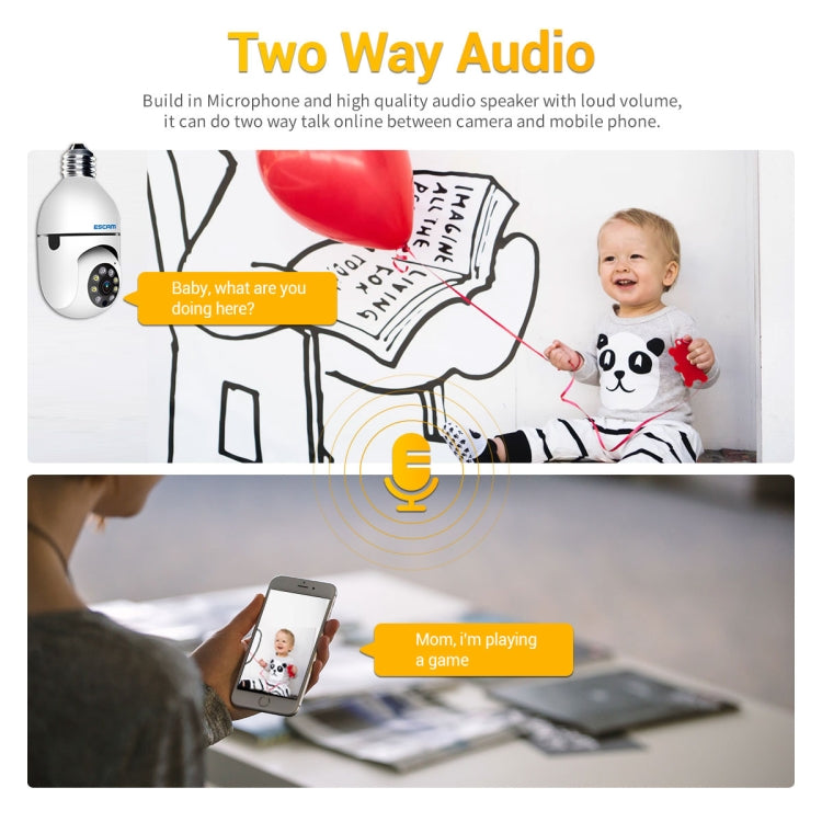 1080P HD Light Bulb WiFi Camera, Support Motion Detection, Two-way Audio, Night Vision, TF Card, ESCAM PT208