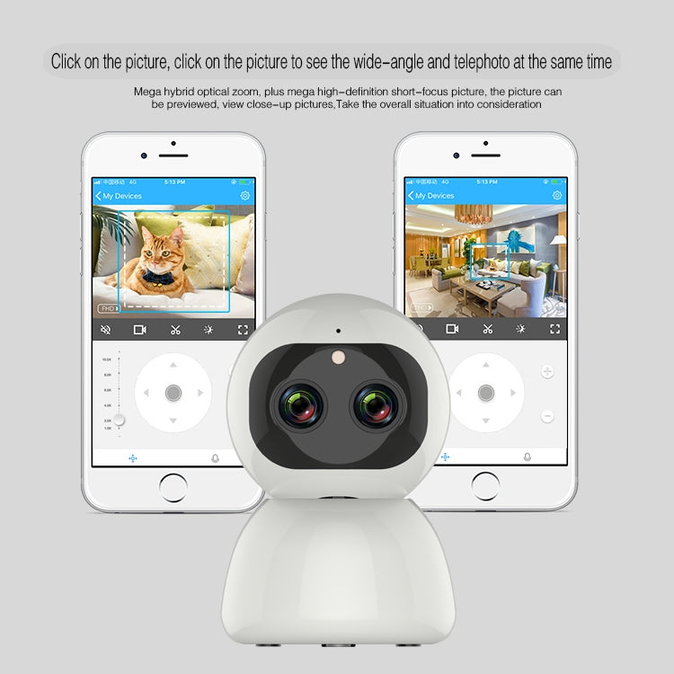 YT48 HD Wireless Indoor Network Shaking Head Binocular Camera, Support Motion Detection & Infrared Night Vision & TF Card, US Plug