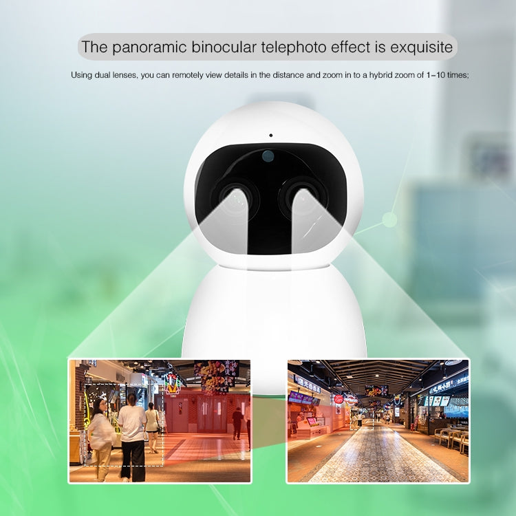 YT48 HD Wireless Indoor Network Shaking Head Binocular Camera, Support Motion Detection & Infrared Night Vision & TF Card, US Plug