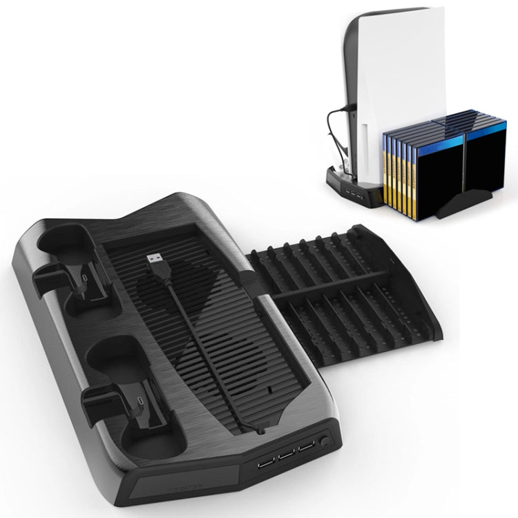 Multi-function Charging Cooling Fan Base with Storage Tray Bracket For PS5 De / UHD, KJH P5-010-2