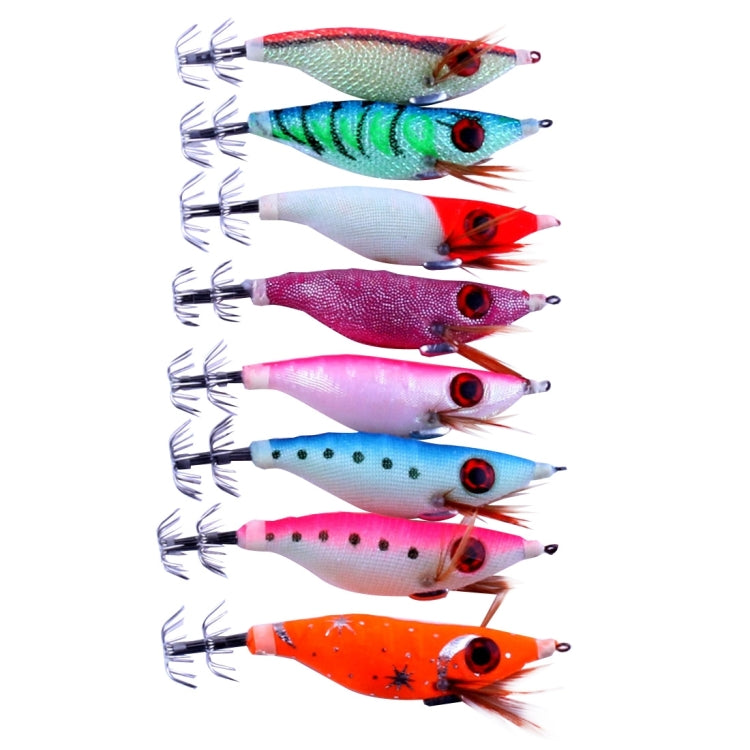 HENGJIA HENG JIA SJ011 8 in 1 10cm Noctilucent Plastic Hard Baits Squid Fishing Lures Set Fishing Tackle Baits, Random Color Delivery