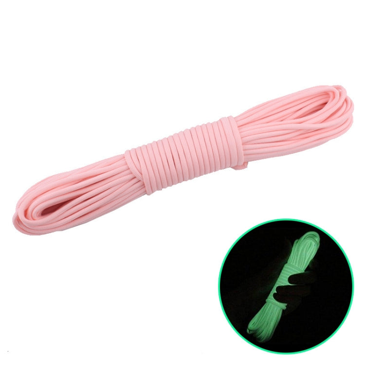 20m 9-Core Nylon+Polyester Full-light Outdoor Camping Tent Rescue Bundled Fluorescent Climbing Rope — Pink